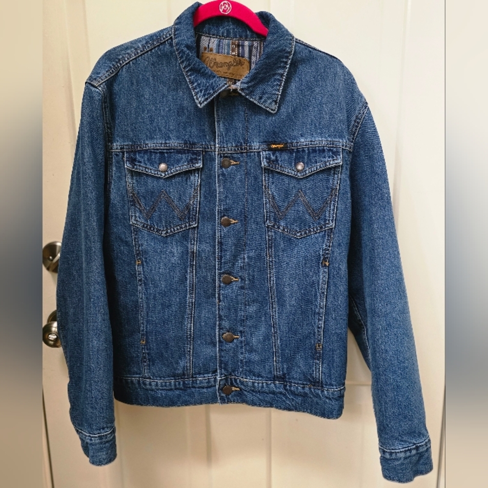 Wrangler Blue Denim Men Jacket Size M-Very Good Condition - Picture 3 of 17